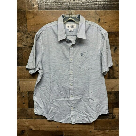 Penguin Heritage Slim‎ Fit Men's Short Sleeve Button Up Size X-Large - Picture 1 of 3